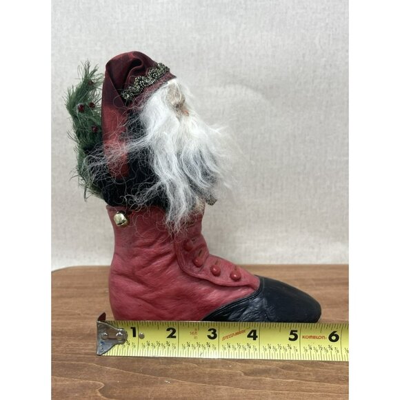 Vintage Primitive Santa Claus in Red Boot 7 Inch Old World Rustic - Picture 3 of 7